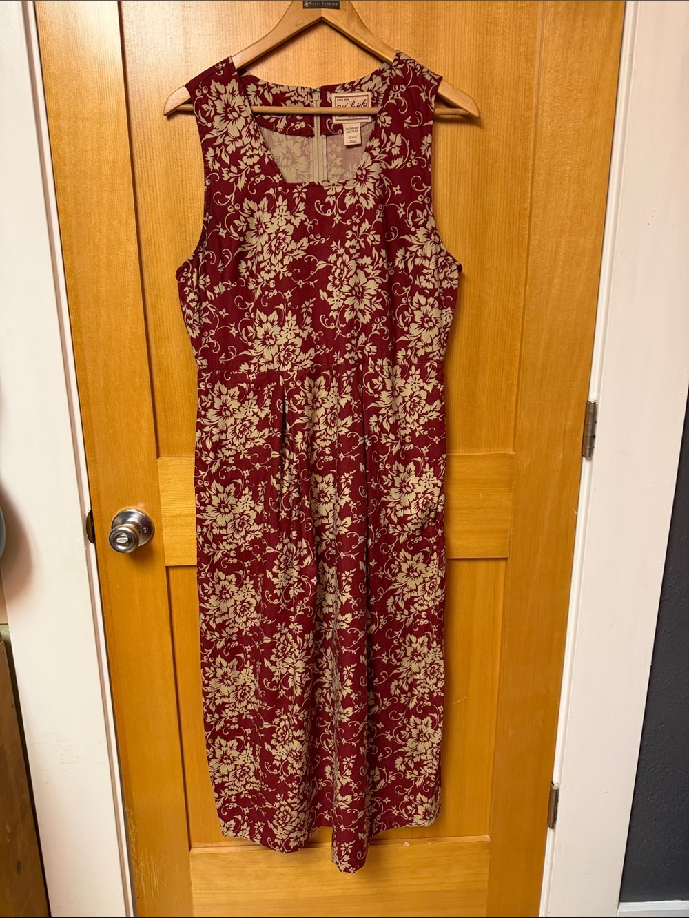 Woolrich Burgundy and Cream Floral Maxi Dress